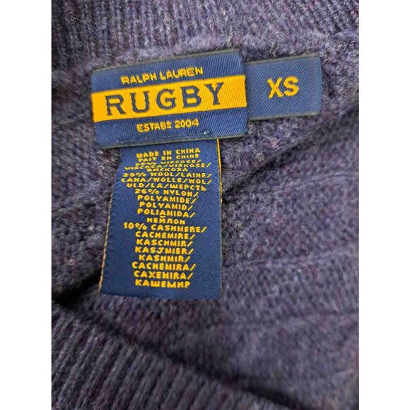 Vtg Rugby polo ralph lauren women's xs cable sweater dress wool cashmere purple - Picture 7 of 8